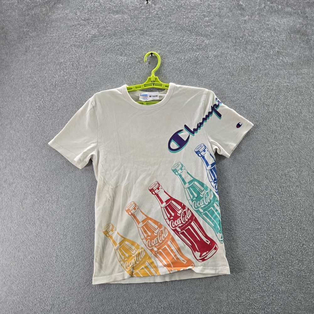 Champion Men Shirt XS White Graphic Print Coca Cola Bottles Logo